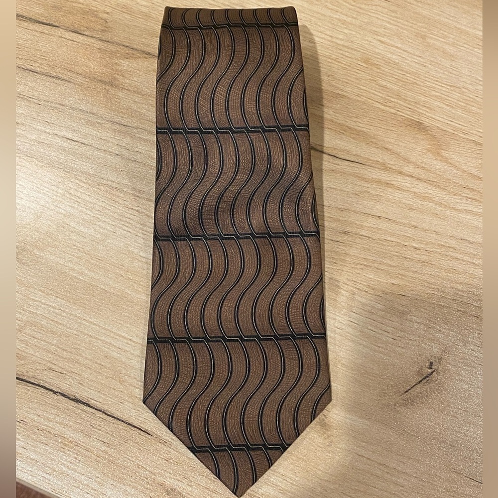 SALVATORE PELLEGRINO Brown Patterned Men's Tie 💯 % silk
